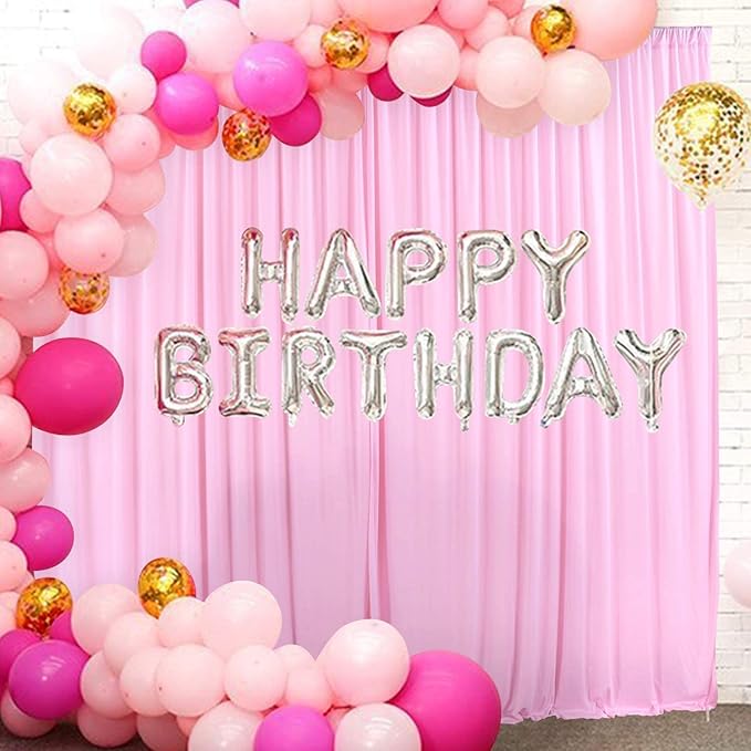 AK TRADING CO. 10 feet Wide x 12 feet Long IFR Polyester Backdrop Drapes Curtains Panels with Rod Pockets - Wedding Ceremony Party Home Window Decorations - (Pink)