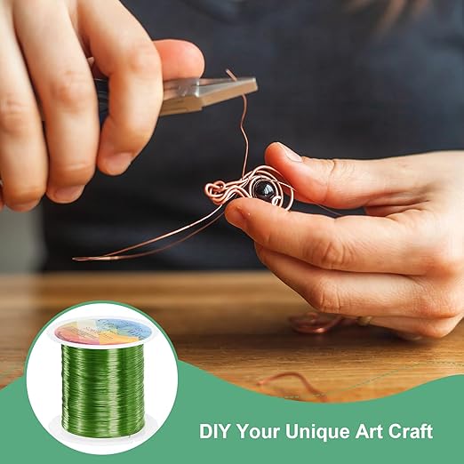 0.2mm Jewelry Wire, 32 Gauge 328FT Craft Wire Copper Beading Wire for Jewelry Making/Planting/Weaving/DIY Crafting, Soft Metal Wires [100M, Green]