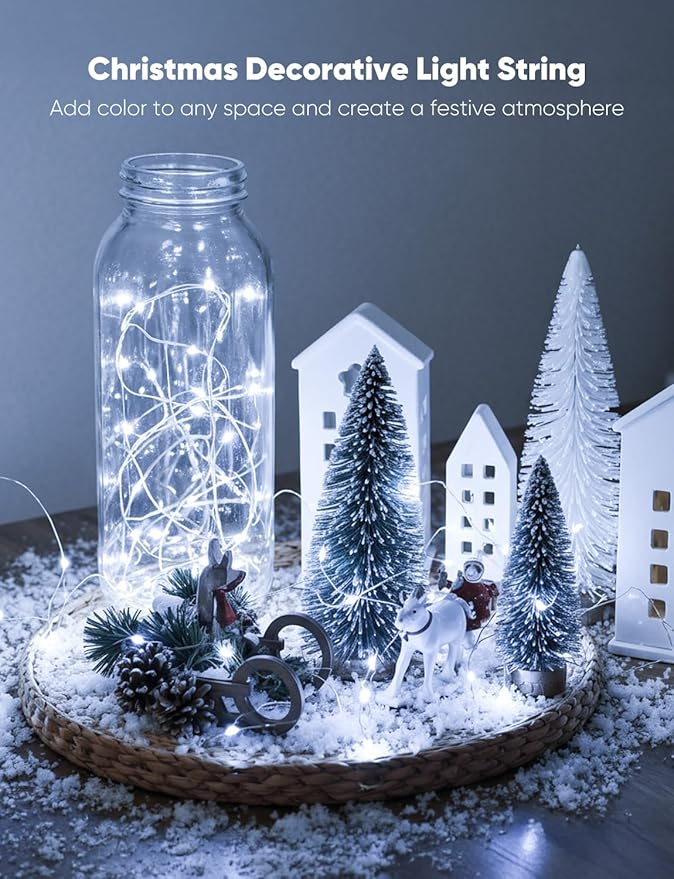 Minetom 12 Pack Fairy Lights Battery Operated String Lights, 8 Modes & Timer, 7ft 20LED White Waterproof Silver Wire Twinkle Lights, Firefly Starry Moon Lights for Mason Jars DIY Christmas Wedding