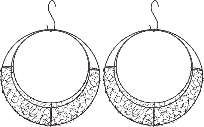 Air Plants Holders Wire Wreath Frame Hanger, 11 inch Moon Shape Wreath Form Hanging Plant Holder Metal Hanging Orchid Planter Plant Basket Holder, Succulent Wire Wreath Frame with Hook (Pack of 2)