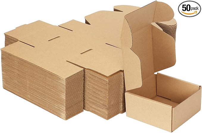 MEBRUDY 4x4x2 Inches Shipping Boxes Pack of 50, Small Corrugated Cardboard Box for Mailing Packing Literature Mailer