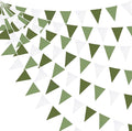 32Ft Olive Green Party Decorations Sage Green Triangle Flag Fabric Banner Pennant Garland Streamers for Birthday Wedding Woodland Baby Shower Jungle Safari Summer Golf Outdoor Party Decor
