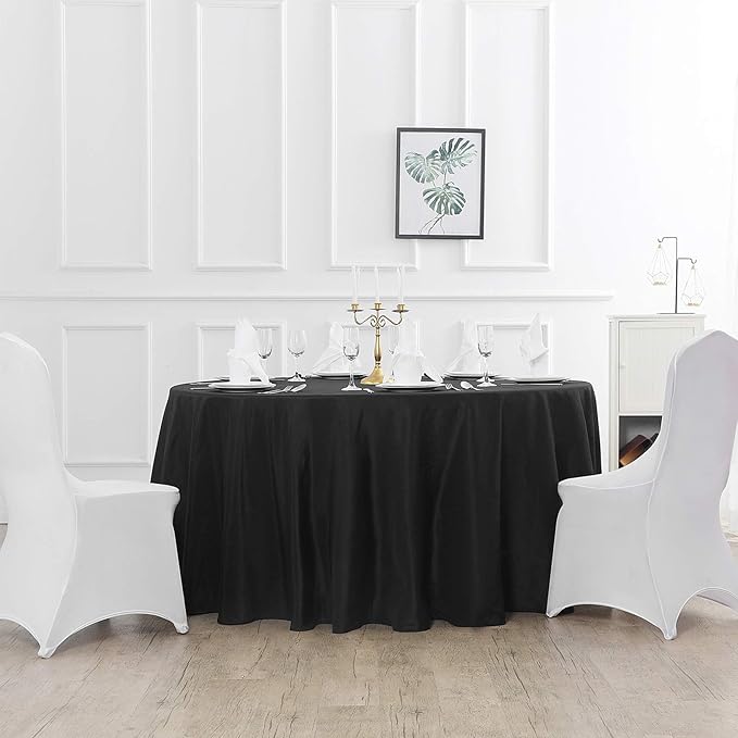 70 inch Round Tablecloth Washable Polyester Table Cloth Decorative Table Cover for Wedding Party Dining Banquet（70 inch,Black）