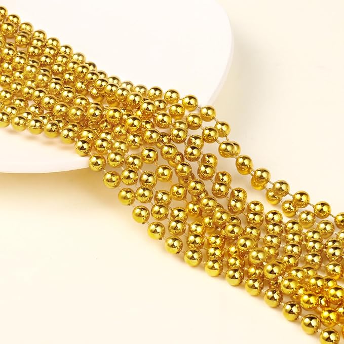 [66 Feet] Gold Pearl Beads Garland, 8MM 22 Yards Gold Faux Pearl Beads String Roll Bulk for DIY Craft Christmas Tree Wedding Party Decoration