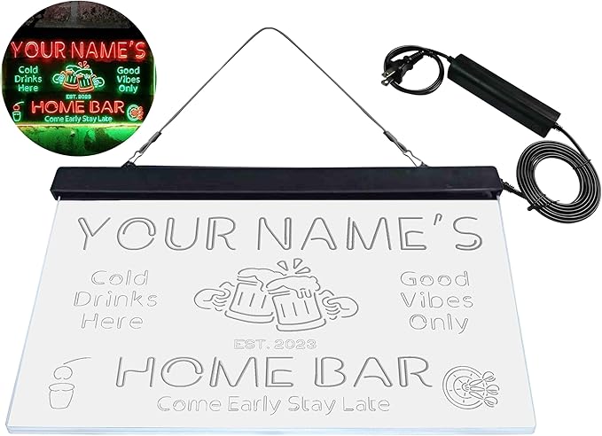 ADVPRO Personalized Your Name Custom Home Bar Beer Established Year Dual Color LED Neon Sign Green & Red 24 x 16 Inches st6s64-p1-tm-gr
