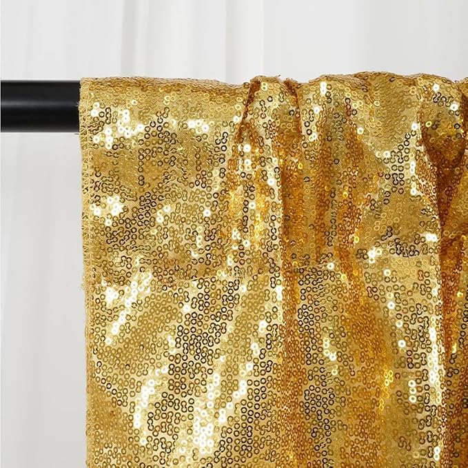 SquarePie Sequin Backdrop Curtain Not See Through Background for Wedding Party 6FT x 8FT Gold