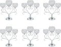 6 Pcs Silver 3-Arm Heart Tea Light Candle Holder - Crystal & Metal Wedding Centerpiece Decor, Sparkling Table Decor for Anniversaries/Romantic Tabletop Home/Dinner Party/Events