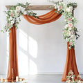 Socomi Wedding Arch Draping Fabric 3 Panels 29" x 19Ft Terracotta Sheer Chiffon Curtain Drapes 6 Yards for Wedding Ceremony Birthday Party Decoration