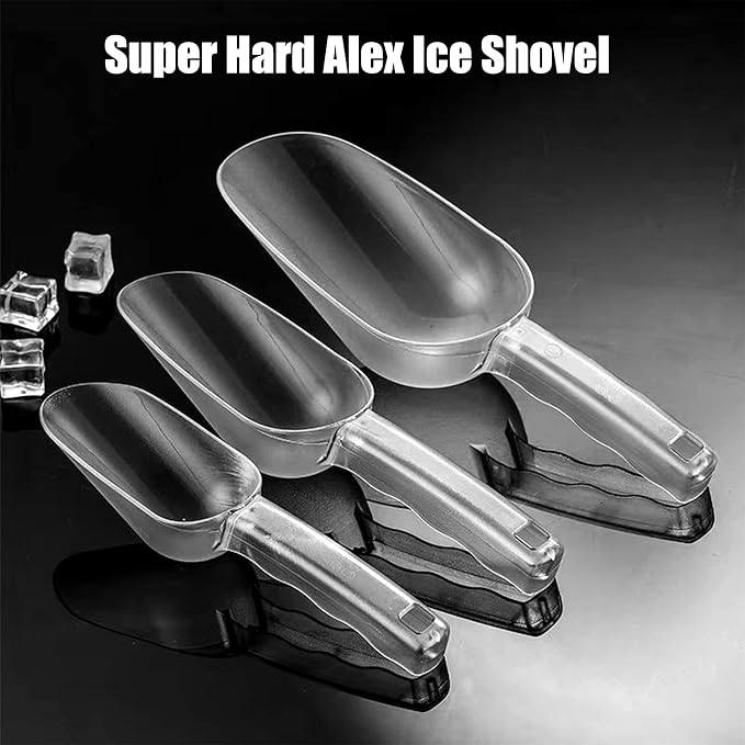 3PCS Clear Plastic Ice Scoop, 6 ounces Alec Ice Scoops, Kitchen Scoop for Ice Bucket Ice, Popcorn, Coffee Beans, Flour (6 oz.)