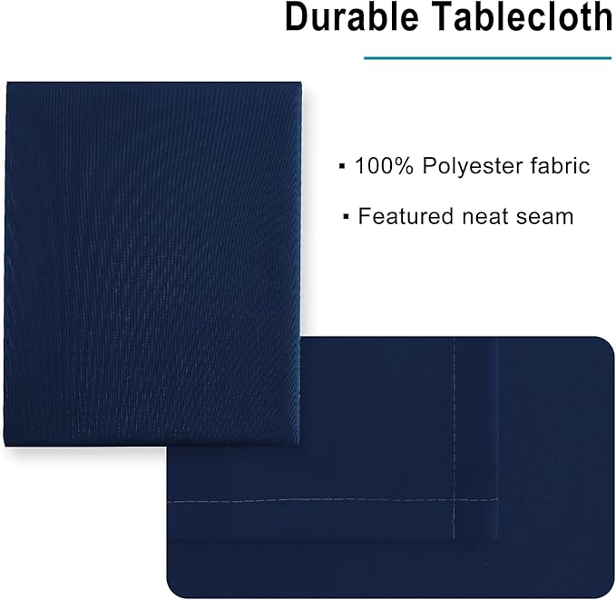 Hiasan Waterproof Tablecloth Rectangle - Washable Fabric Table Cloth for Dining Room Kitchen Birthday Party and Outdoor Use, Navy Blue, 54 x 108 Inch