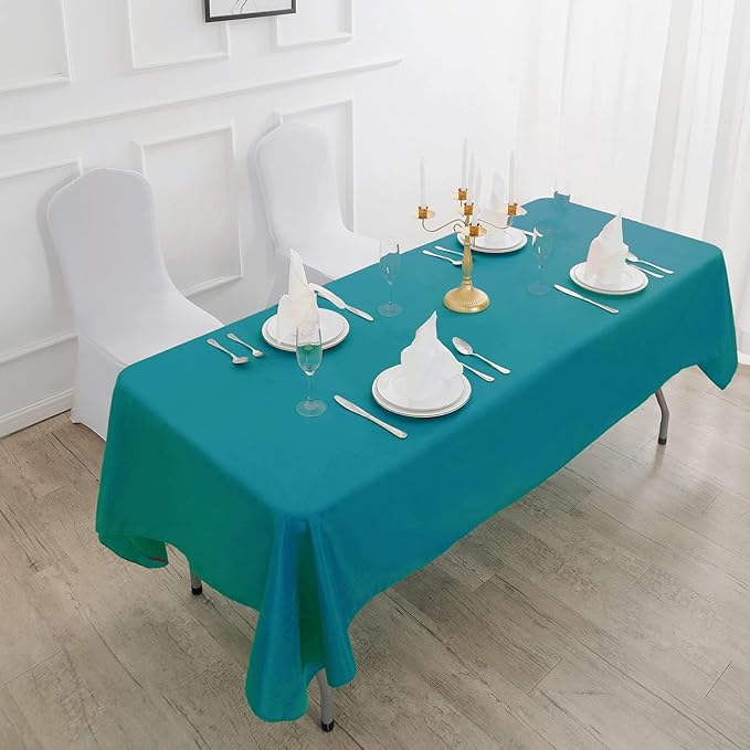 Rectangle Tablecloth 60x120 inch Washable Polyester Fabric Table Cloth for Wedding Party Dining Banquet Decoration（60x120, Caribbean Blue）