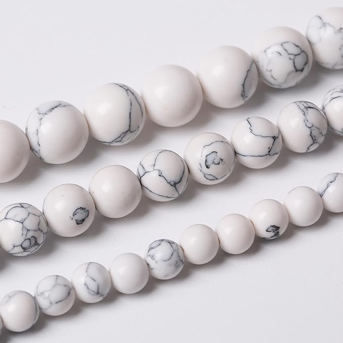 White Turquoise Stone Beads Gemstone Round Crystal Energy Jade Beads Stone Beads for Jewelry Making DIY Bracelet Necklace Jewelry Making 1 Strand 15.5inch 90PCS 4MM