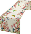 Vintage Watercolor Flower Hummingbird Table Runner Seasonal Spring Garden Plants Birds Florals Farmhouse Country Kitchen Dinner Runner Dining Table Decoration 13"x36"