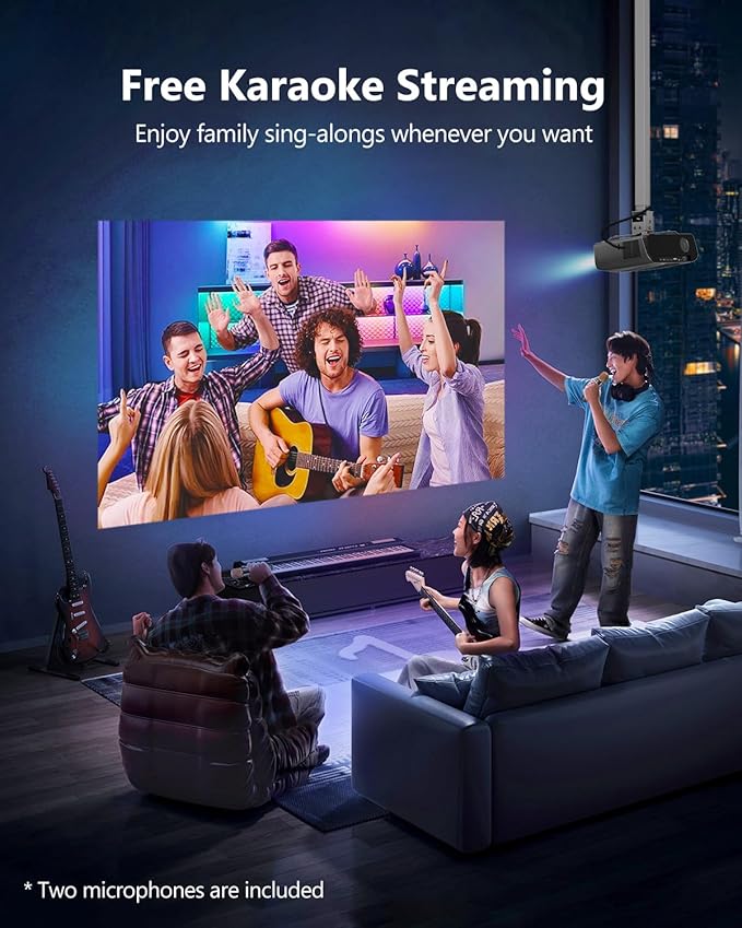 4K Projector Auto Focus HDR WiFi 6, Smart Daylight Projector 4K High Lumen 2300 ANSI LED 1080P Ultra HD Ceiling Home Theater Karaoke Movie Gaming Indoor Outdoor with Bluetooth HDMI USB Ethernet Apps