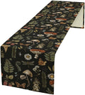 Mushroom Table Runner,Retro Forest Plant Table Runner for Kitchen Dining Table Home Party Decoration 13x108 Inch