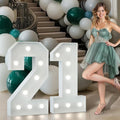 Marquee Numbers 3 Feet Tall Big Light Up Numbers 21st Birthday Decorations Women Men White Anniversary Party Decor Large Cardboard Prop Backdrop Sign 21
