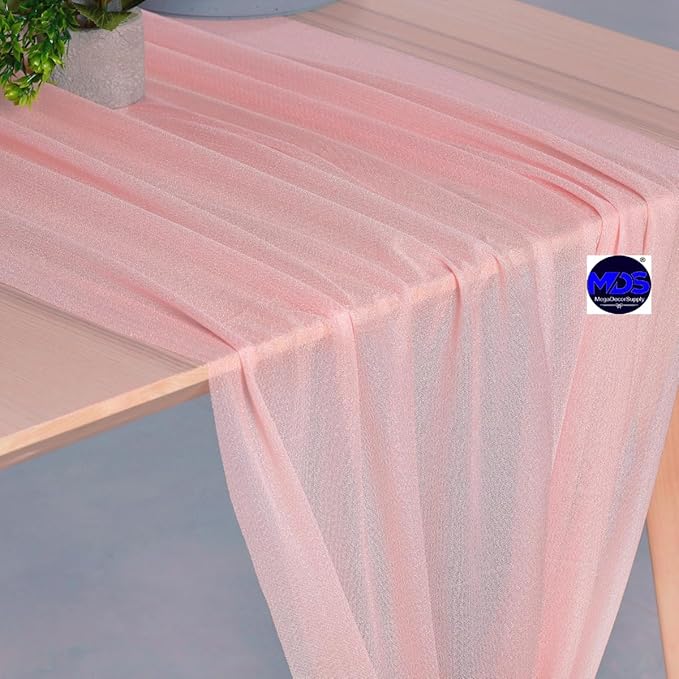 MDS Halloween Chiffon Table Runner - 20 Pack, 29 x 170 Inches, 14ft Each - Sheer Spooky Table Runners for Haunted House Parties, Trick-or-Treat Tables, Witchy Décor, Wedding & Events - Dusty Rose