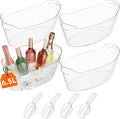 Lifewit Large 6.5L Ice Bucket for Parties 4 Pcs (in 1 Package), Portable Drink Bucket for Cocktail Bar, Plastic Champagne Cooler for Beverage/Wine/Beer, Mimosa Bar Supplies Chiller Tub with Scoop