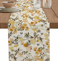 Vintage Orange Flower Cotton Linen Table Runner for Dining Kitchen, Wedding Outdoor Party Tablerunners Decoration, Farmhouse Botanical Floral Retro Dresser Scarf Coffee Tablecloth Runners 13''x108''