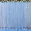 20x8ft Baby Blue Tulle Backdrop Curtains with Lights for Party Wedding Baby Shower, Sheer Drape Backdrop Curtains for Birthday Party Photo Booth Background Decoration