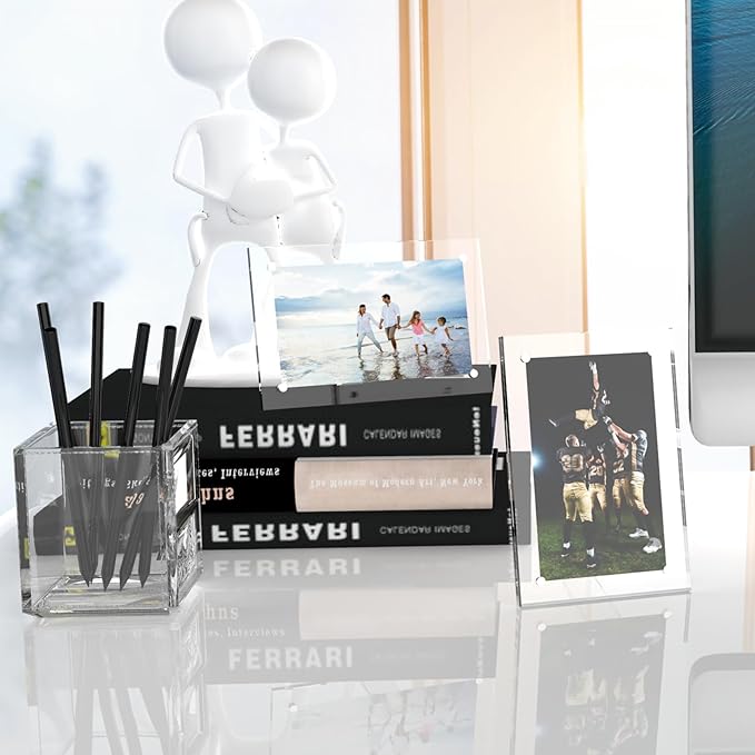 HELPLEX Picture Frames, 3 Pack 5x7 inch Acrylic Picture Frame Clear 5 x 7 Photo Frames Magnetic Picture Frames Ready for Tabletop Display, Effectively Protect Photos from Fading and Yellowing