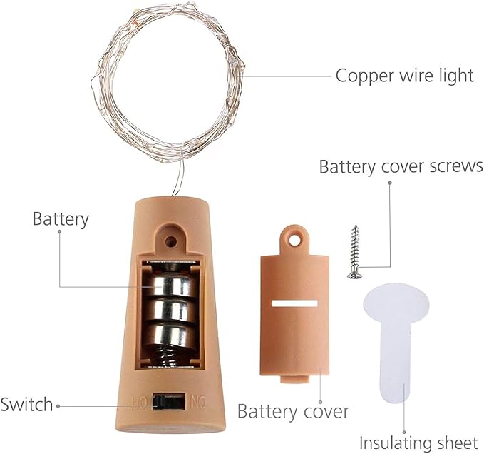8 Pack 20 LED Wine Bottle Cork Lights, Fairy Mini String Lights Copper Wire, Battery Operated Starry Lights for DIY, Christmas, Halloween, Wedding, Party, Indoor&Outdoor (8 Pack, Cool White)