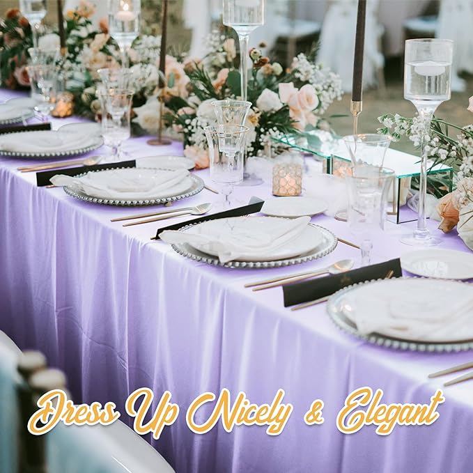 BRILLMAX 10 Pack Lavender Tablecloths for 8 Foot Rectangle Tables 60 x 126 Inch - 8ft Rectangular Bulk Linen Polyester Fabric Washable Cloth Cover for Wedding Reception Banquet Birthday Party