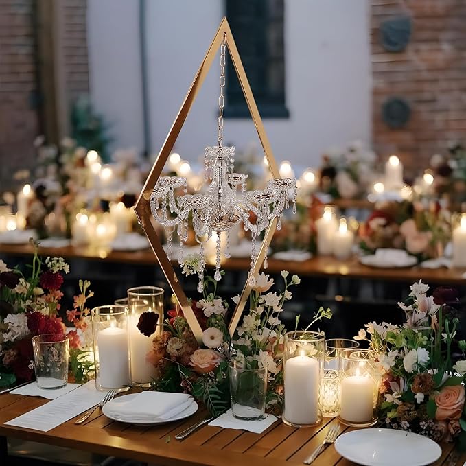 2PCS Elegant Metal Diamond Candle Holder - European Wedding Table Decor, Romantic Candle Stand for Western Dining, Perfect Wedding Prop & Home Decoration