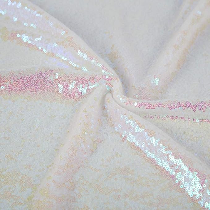 JYFLZQ White Iridescent Sequin Backdrop Curtains 8ft x 8ft 1 Panel Glitter Photo Booth Backdrops Sparkly Photography Background Drapes for Parties Wedding Bridal Showers