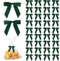 50Pcs Hunter Green Twist Tie Bows for Gift Wrapping 2.5" Satin Ribbon Bow for Treat Bags Cake Balloons Birthday Party Favors Wedding Decorations