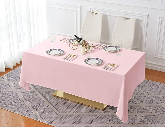 Surmente Pink Tablecloth 60 x 102-inch Rectangular Polyester Table Cloth for Weddings, Banquets, or Restaurants