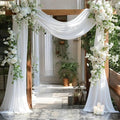 MDS Halloween Chiffon Draping Fabric - 2 Panel, 30" Wide x 100ft Long - Sheer Spooky Arbor & Canopy Drapery for Haunted House Backdrops, Party Ceilings, DIY Costumes & Themed Events - White