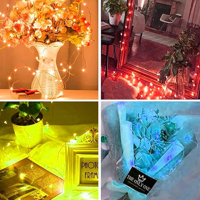 24 Pack LED Fairy Lights Battery Operated 7Ft 20Led Mini String Lights Waterproof Christmas for Mason Jars Bedroom DIY Party Wedding Christmas Decor Pink