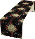 Boho Moon Lion Table Runner, Chinese Fish Phase of The Moon Sun Moon Table Runner for Kitchen Dining Table Home Party,13x36 Inch Black Red