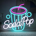 Soda Pop Neon Sign Drink Neon Lights Dimmable Beverage Cup LED Signs for Wall Business Sign Cocktail Neon Light Up Sign for Food Drink Restaurant Dessert Shop Bar Kitchen Decor
