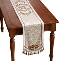 patdrea Designer Elegant French Floral Velvet Table Runner 102 Inch Long,Green with Orange Blossoms Pattern Table Mat, Decor for Kitchen Dining Coffee Table Cabinet Banquet Thanksgiving,12"*102"
