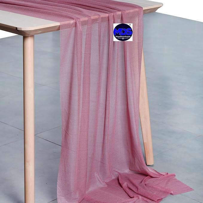 MDS Halloween Chiffon Table Runner - 10 Pack, 29 x 170 Inches, 14ft Each - Sheer Spooky Table Runners for Haunted House Parties, Trick-or-Treat Tables, Witchy Décor, Wedding & Events - mauva