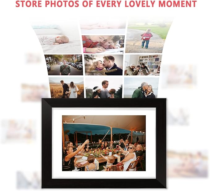 AEEZO Digital Picture Frame 10.1 Inch 1280x800 IPS Touch Screen WiFi Smart Digital Photo Frame with 16GB Storage, Auto-Rotate Easy Setup to Share Photos or Videos via AiMOR APP, Wall Mountable Black