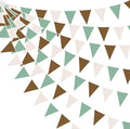 32Ft Sage Green Brown Party Decorations Retro Colored Triangle Flag Fabric Banner Pennant Bunting Garland Streamers for Birthday Wedding Baby Shower Jungle Safari Summer Christmas Outdoor Party Decor