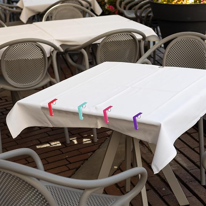 uxcell 4 Pack Tablecloth Clips, Stainless Steel Table Cloth Cover Clamps, 2.87" x 2.36" Windproof Holder Clips for Home Party Picnic Wedding Camping Dining Tables, Red