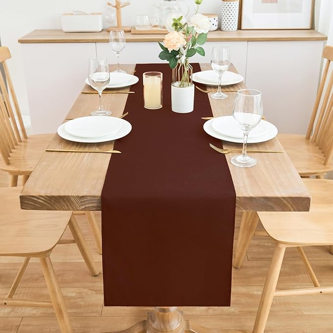 2 Pack Chocolate Small Short Table Runner 12 x 48 Inch Solid Color Runners Coffee Table Dresser for Daily Party Home Decoration