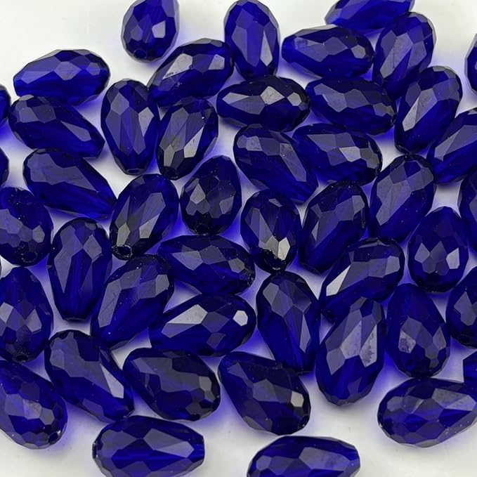 200pcs 3x5mm Teardrop Crystal Glass Beads for Jewelry Making, Faceted Vertical Hole Teardrop Glass Spacer Beads for Wind Chimes Bracelet Earring Necklace DIY Craft(Dark Blue)