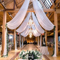 MODFUNS Wedding Ceiling Drapes White Wedding Arch Draping Fabric 2 Panels 5x20 FT Chiffon Drapery Curtains for Arbor Sheer Fabric for Draping Arch Decorations for Ceremony Swag Backdrop for Parties