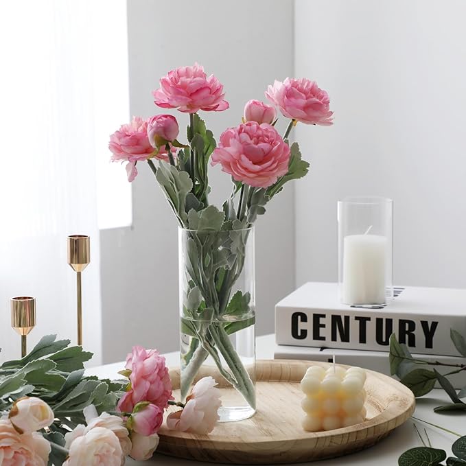 Set of 16 Pcs Glass Cylinder Vases for Centerpieces with 24 Pcs White Floating Candles for Centerpieces Glass Candle Holder for Table Shelf Wedding Party Home Decor (4"+6"+8"+10")