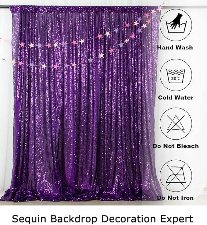 ShinyBeauty 4FT x 7FT Purple Sequin Backdrop | Photobooth Background | Wedding & Event Decor | Rustic & Elegant Sequin Fabric | Perfect for Photography & Parties | Durable Sequin Curtains