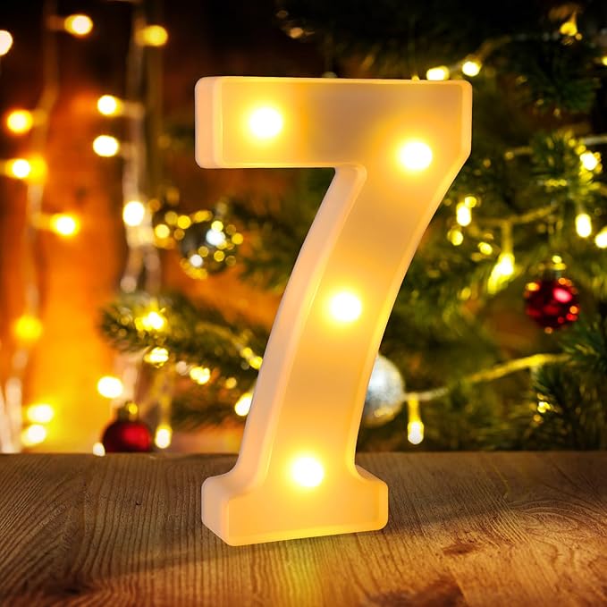 7th Birthday Decorations for Girls and Boys,7 Year Old Birthday Decorations for Centerpieces Table,Light Up Numbers 7 Sign Led for Party Backdrop Wall Decor for Wedding Anniversary Home
