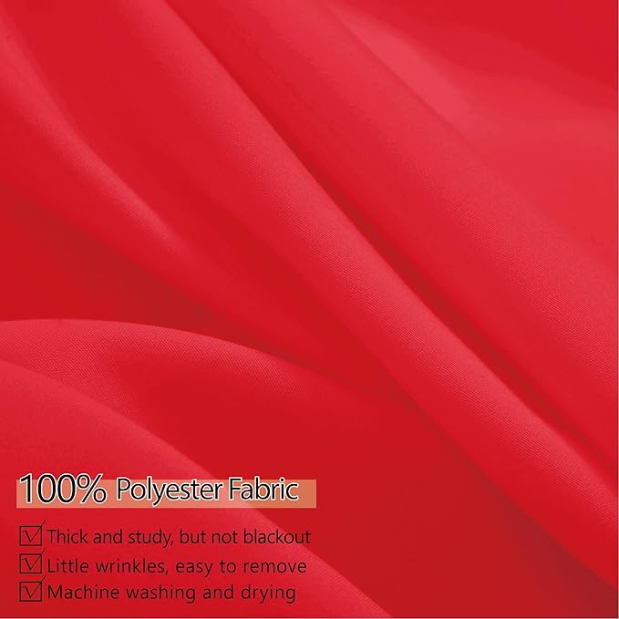 10ft x 10ft Thick Red Backdrop Curtains for Parties, 2 Panels 5ft x 10ft Non See Through Red Polyester Wedding Drapes Photo Backdrop for Birthday Party Graudation Photography Home Decor