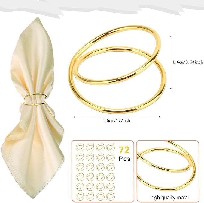 Gold Napkin Rings - 72 PCS Metal Spiral Napkin Rings(Spiral) Napkin Holders Buckles for Family Dinner, Wedding, Party,Table Decorations