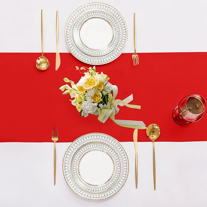 SHEJIZE 2 Pack Satin Red Table Runner 12x108 Inches Long, Bright Silky Smooth Satin Table Runner Table Decor for Wedding Banquet Christmas Prom Event Birthday Party