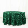 Efavormart 120" Hunter Emerald Green Grandiose 3D Rosette Satin Round Tablecloth for Wedding Party Event Decoration